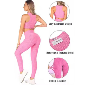 Custom Color Yoga Set Women High Waist Seamless <b>Crop</b> Top <b>Leggings</b> 2 Piece Activewear Full Length Sleeveless Sportwear - Product Image 6