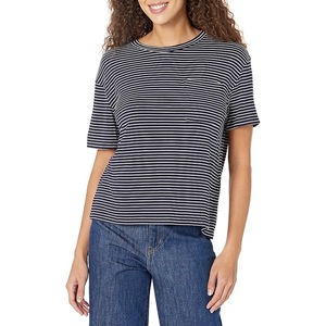 T-shirt vintage à manches courtes pour femme, col rond en coton, t-shirt en coton pour femme, t-shirt à manches courtes coupe classique pour femme - Product Image 1