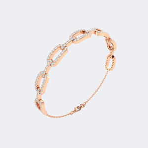 Bracelet chaîne à maillons en or massif avec diamants de laboratoire ronds pavés 1,50 carat (CTW), couleur DEF, pureté VVS2, taille brillant, bijou éthique et élégant - Product Image 1