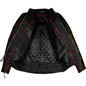 Blouson de moto pour homme en cuir de buffle naturel, ventilé, pour cruiser, motard, touring, toutes saisons, marron - Product Image 2