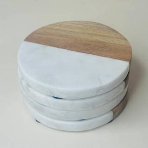 Wholesale Best Price Handmade Wooden Coaster with Polished Marble Home & Kitchen Decoration for <b>Tea</b> & Drink Model Pattern - Product Image 1
