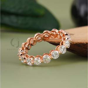 Bague d'éternité pour femme Rudakiya Brothers en or rose 14 carats avec diamant de laboratoire taille ronde VS1 (couleur E certifiée IGI) - Product Image 2