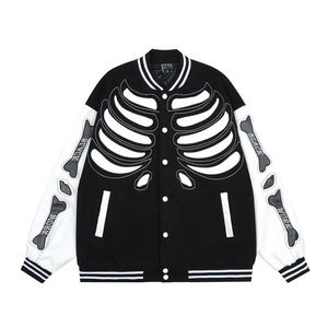 Blousons Bomber Varsity Unisexe Personnalisés en Laine de Haute Qualité avec Appliques Motifs Os et Nervures sur le Devant, Grande Taille, Imperméables et Coupe-Vent - Product Image 1