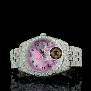 Luxury Unisex Stainless Steel Analog Quartz Watch with Rhinestone Dial Band High Quality Antique Pink Face <b>Case</b> Date <b>Display</b> - Product Image 1