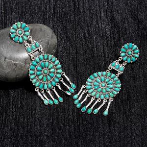 <b>Handmade</b> 925 Sterling Silver Drop <b>Earrings</b> Classic Fine Dangle Jewelry Turquoise Gemstone Wholesale Wending Silver Accessory - Product Image 2