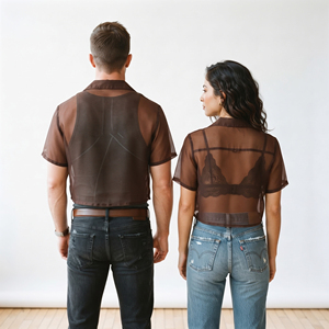 Lightweight Sheer Lightweight Summer See Through Shirt Tops 100% Polyester <b>Blouse</b> Sexy Shirts <b>Short</b> <b>Sleeve</b> Sheer Mesh Shirt - Product Image 2