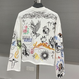 เสื้อยืดแขนยาวทรงบ็อกซี่ ตัดขอบดิบ พิมพ์ลายกราฟิก สำหรับผู้ชาย  ปรับแต่งได้ตามต้องการ พิมพ์ลายตามสั่ง ผ้าฝ้าย 100% เสื้อยืด unisex พร้อมโลโก้ - Product Image 2
