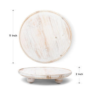 Plateau en bois à pieds blanchis à la chaux Riser Support de piédestal de ferme en bois pour décoration de gâteau et affichage Support de gâteau rustique au prix d'usine - Product Image 2