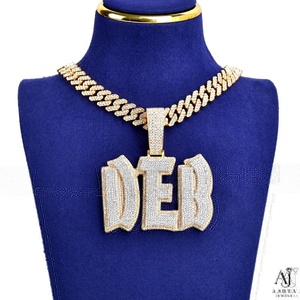 Colgante de Moissanita con Letra/Número y Perla de Agua Dulce, Chapado en Oro de 18K sobre Plata 925, con Engaste de Garra, Inicial Brillante, Regalo Estilo Hiphop - Product Image 3