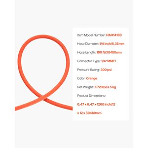 Tubo Pneumatico Ibrido da 1/4'' x 100ft con Raccordo Maschio in Ottone Massiccio, Leggero e Resistente alle Piegature - Product Image 4