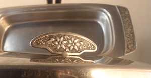 <b>Vintage</b> Mid Century Modern Stainless Steel Butter Dish with Underplate. - Product Image 5