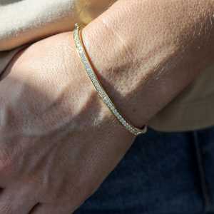 Pulsera de Zirconia, Regalo de Aniversario para Ella, Plata de Ley 925, Chapado en Oro de 14K, Joyería Moderna de Lujo Personalizable - Product Image 5