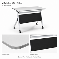 Table de formation pliante moderne ArchieLeap ZQR-00540 avec roulettes, panneau de modestie noir, plateau gris clair, pieds métalliques, idéale pour les réunions de bureau flexibles