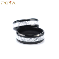 Bague en carbure de tungstène noir avec incrustation de texture de météorite argentée, alliance de mariage polie de 8 mm pour homme, bijoux Galaxy en gros