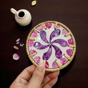 Sous-verres en rotin tressé à la main pour la cuisine, résistants à la chaleur, écologiques, colorés, en forme de coquille, pour la décoration de table, taille personnalisée - Product Image 1