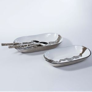 Bol de service décoratif en métal avec finition émaillée, améliore l'expérience culinaire grâce à son design élégant et sa surface lisse. - Product Image 4