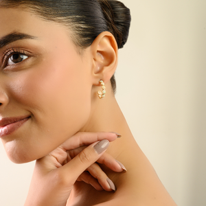 Pendientes de aro en forma de C con ópalo auténtico tallado cabujón, piedra de nacimiento de octubre, en oro amarillo de 18 quilates, joyería sencilla para mujer. - Product Image 6