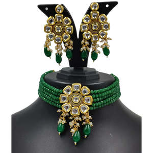 Glamoroso Conjunto de Collar de Perlas de Imitación y Kundan para Bodas y Fiestas-NS613 - Product Image 1