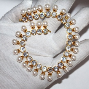 Conjunto de Collar y Aretes de Latón Chapado en Oro con Perlas de Imitación y Circonita Cúbica para Mujer |   Joyería Fina Vintage, Regalo de Aniversario - Product Image 1