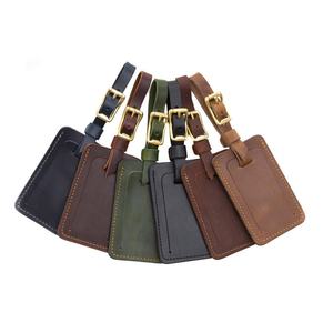 Étiquette de bagage en cuir véritable rouge et noir de luxe, personnalisable avec logo, couleur et nom imprimés en relief, style tendance, vente en gros - Product Image 6