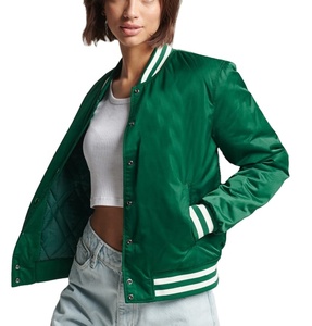 Blouson Bomber Hiver 2026 en Satin de Haute Qualité, Col Montant, Broderie et Patchs, Style Universitaire, Vente en Gros - Product Image 1
