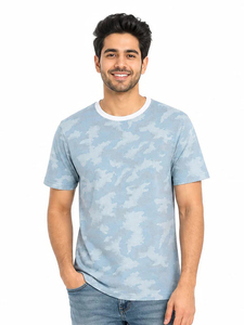 Camiseta de Manga Corta para Hombre, Cuello Redondo, Color Azul Claro, 100% Algodón, Corte Regular, Tejido Jersey Informal, Transpirable y Ecológico - Product Image 2