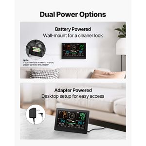 Stazione Meteo Smart Wireless 5-in-1 con Display VA da 7,5 Pollici, Alimentazione Solare, Sensore Esterno, Pluviometro per Interni ed Esterni - Product Image 4