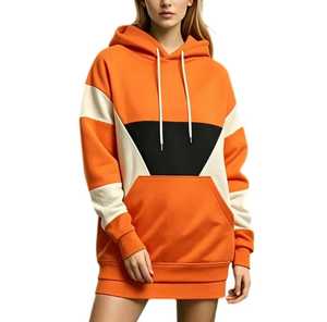 Robe sweat à capuche oversize color block avec poche, coupe classique, manches longues, style décontracté, en polaire, pour l'automne - Product Image 1