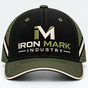Casquette de baseball en jean à 6 panneaux en maille IRON M INDUST, respirante, réglable, unisexe, style sportif, color block, printemps-été, décontractée - Product Image 2