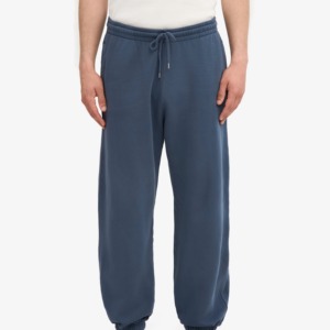 Pantalon de survêtement en coton bleu marine pour homme, taille élastique avec cordon de serrage, décontracté, mi-lourd, tricoté, pour l'automne - Product Image 5