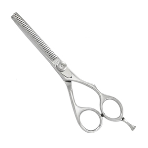Ciseaux professionnels pour la retouche des cheveux, en acier inoxydable, 30 dents, pointe arrondie, manche moyen, pour droitiers, usage en salon, fabriqué au Pakistan - Product Image 1