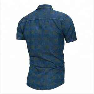 Camiseta de Verano para Hombre, a la Moda, Formal, a Cuadros, con Cierre de Botones, de Mezclilla, Transpirable, Ecológica y de Alta Calidad - Product Image 2