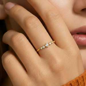 Hallmark Silver Promise Style Gold Plated <b>Resizable</b> Cushion Cut Eternity Wedding <b>Ring</b> - Product Image 2