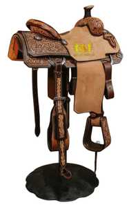 Selle de cheval florale de luxe, portable, pour l'équitation occidentale, le dressage, en cuir naturel souple, en cuir véritable, confortable et durable - Product Image 2