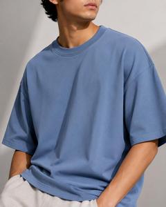 Wholesale <b>Men's</b> <b>Oversized</b> Solid Color Regular Sleeve Eco-Friendly Breathable O-Neck Casual Canvas Fabric T-<b>Shirt</b> for <b>Gym</b> Top - Product Image 5