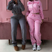 Ensemble 2 pièces personnalisé de haute qualité : sweat à capuche court zippé et pantalon de jogging ample style Tech