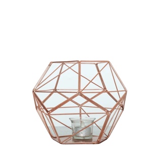 Haute qualité géométrique ouvert métal cadre Terrarium or Rose dessus de Table mariage pièce maîtresse décoration extérieur Pot de fleur planteur - Product Image 1