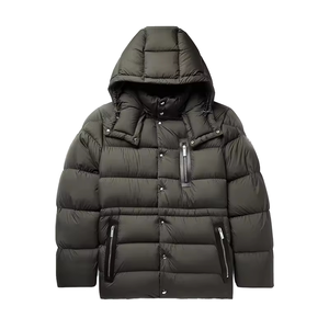 Custom Winter Oversized Distressed Bomber Jacket Cropped Streetwear Zip Blank Vintage Padded Puffer <b>Flight</b> Jacket with Hood <b>Men</b> - Product Image 1