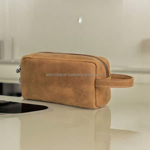 กระเป๋าเดินทางหนังแท้เป็นมิตรกับสิ่งแวดล้อมกระเป๋าเครื่องสำอางมีซิปสำหรับเก็บเครื่องสำอาง - Product Image 1