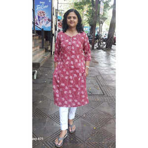 ผ้าฝ้าย Kantha kurta ไวน์ - Product Image 1