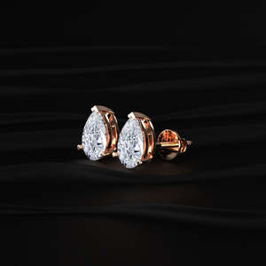 Pear Cut Moissanite Stud <b>Earrings</b> 4 TCW Colorless VVS 14K Gold 2 Carat Teardrop Solitaire 3 Prong Screw <b>Back</b> Handmade Jewelry - Product Image 4