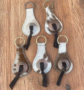 ใหม่สไตล์ตะวันตกร้อนขายผม Cowhide พวงกุญแจหนังหนังแท้พวงกุญแจรูปทรงที่ไม่ซ้ํากันหนังพวงกุญแจหรูหรา - Product Image 2