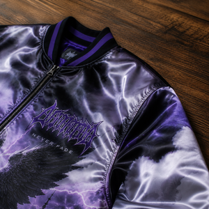 Blouson Bomber <span class=keywords><strong>Abomination</strong></span> Never Fade pour Homme, Style Punk, Violet et Noir, Impression par Sublimation, Fermeture Éclair sur le Devant, Doublure en Satin - Product Image 4