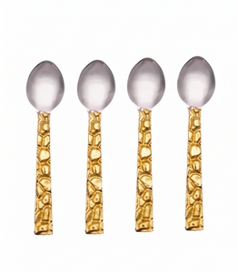 Elegant Gold Handle Stainless Steel <b>Tea</b> Spoons <b>Set</b> Minimalist Design Dishwasher Safe For Wedding Flatware Use - Product Image 1