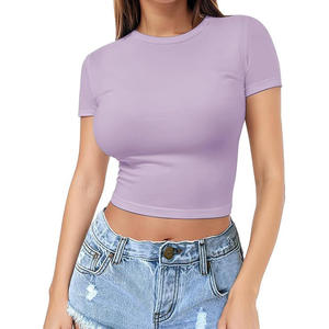 Camiseta Lisa Anti-Pilling para Mujer, Duradera, Mezcla de Algodón, Manga Corta, Personalizable con Logotipo, Prenda Básica para Uso Diario - Product Image 1