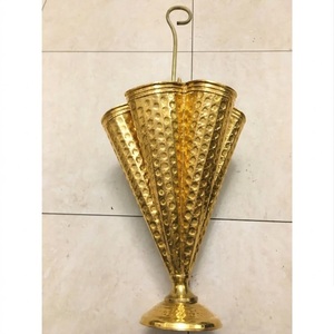 Porte-parapluie en laiton poli de style vintage, élégant support en métal doré en forme de parapluie pour cannes et bâtons de marche, idéal pour la décoration intérieure - Product Image 5