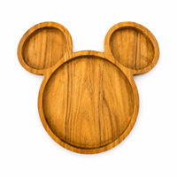 Plateau de service en bois artisanal à 3 compartiments |   Plateau de service et de collation en forme de souris de dessin animé