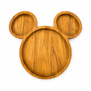 Handcrafted Wooden Serving Tray with 3 Compartments | Cartoon Mouse Shape Snack & Serving Platter - Product Image 1