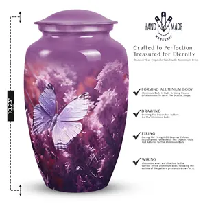 Pink Butterfly Decorative Urn Pink Cremation <b>Ashes</b> <b>Keepsake</b> Urn 200 Cubic Inch Capacity Funeral - Product Image 2
