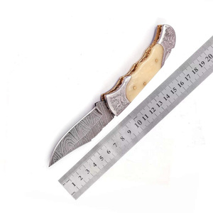 Cuchillo de Bolsillo Personalizable, Hoja Plegable de Acero de Damasco, Cuchillo para Caza, Camping y Uso Diario (EDC) con Funda - Product Image 6